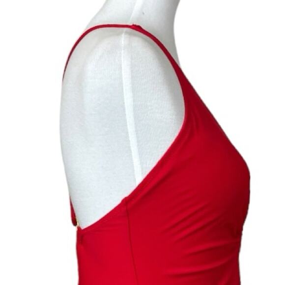 Cupshe New Swimsuit Cherry Red One Piece Criss Cross Circle Women’s Size Medium - Picture 7 of 12